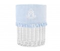 Kosz okrągły duży Royal Baby Blue w białe mini kwadraciki