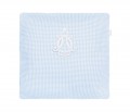Royal Baby Blue with white mini squares pillow with emblem