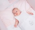 Pościel niemowlęca różowo - biała z falbanką