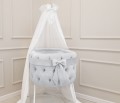 Upholstered cradle with ecru bow- velvet grey  