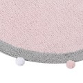 Pink rug with pompoms