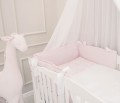 Pościel niemowlęca różowo - biała z falbanką