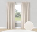 Beige curtains with mini white squares
