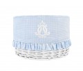 White round basket – small – Royal Baby Blue with mini white square