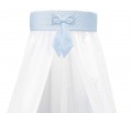 White wall canopy - blue panel with bow