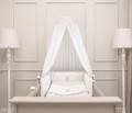 White wall canopy - pink panel with bow