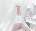 White standing canopy with Cheverny pink bow 