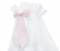 White standing canopy with pink bow
