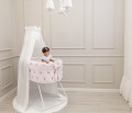 Upholstered cradle with bow - velvet pink 