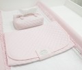 Quilted pink baby changing mat