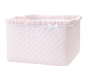 Quilted pink care basket with bow