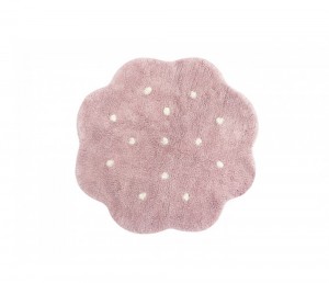 Pink  Mini cookie rug with white dots 