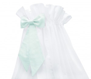 White standing canopy with mint bow
