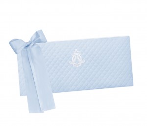 Cot bed bumper - quilted blue