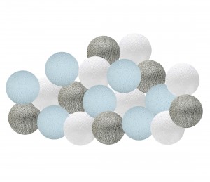 Girlanda Cotton Ball Lights błękitno - srebrna