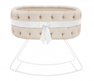 Upholstered cradle with ecru bow  - velvet beige 