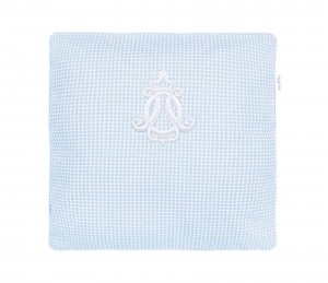 Royal Baby Blue with white mini squares pillow with emblem