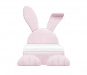 Bunny Bed velvet pink with a mattress 