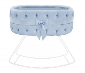 Upholstered cradle with bow- velvet blue 