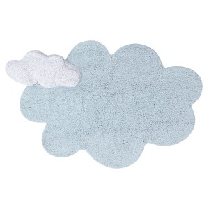 Blue rug with a cloud motif