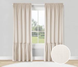 Beige curtains with mini squares with flounce  