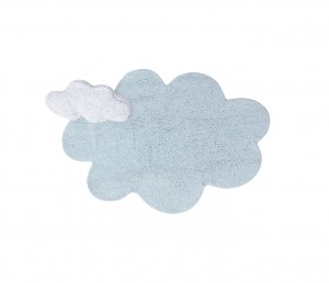 Blue Mini rug with a cloud motif 