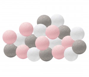Girlanda Cotton Ball Lights pudrowo - beżowa
