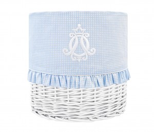 White round basket – medium – Royal Baby Blue with mini white square