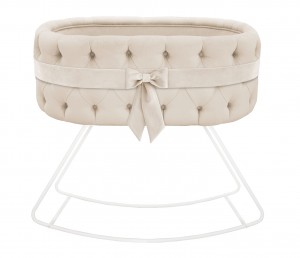 Upholstered cradle with bow - velvet beige 