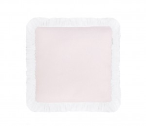 Small pink pillow with white flounce