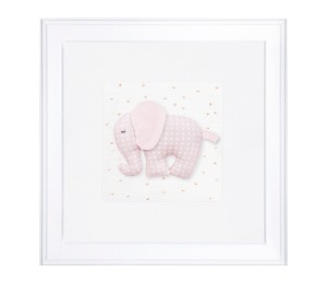Picture with golden dots and a pink elephant