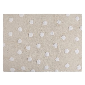 Beige rug with large white dots