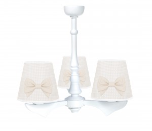 Three - armed chandelier - Classic Almond with white mini square
