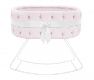 Upholstered cradle with ecru bow - velvet pink 