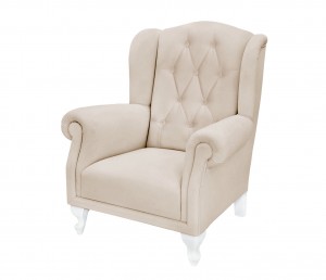 Mini quilted armchair-  beige velvet 