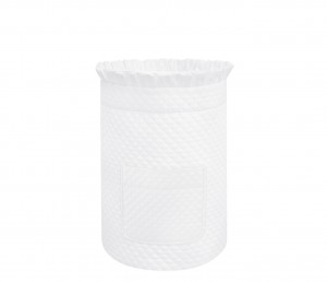 White quilted toy bag with flounce