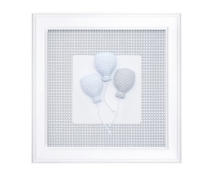 Grey and blue picture with balloons