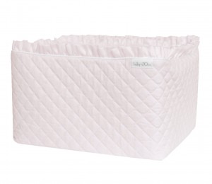 Quilted pink care basket with flounce