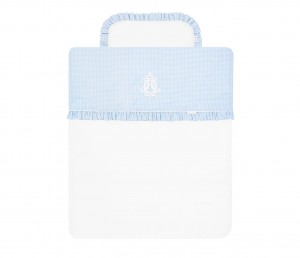 Newborn bedding with filling- Royal Baby Blue with mini white squares
