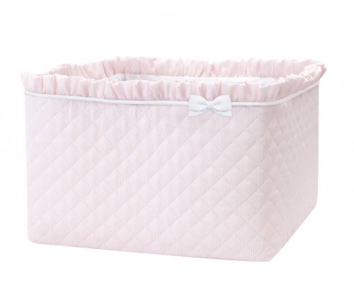 Quilted pink care basket with bow