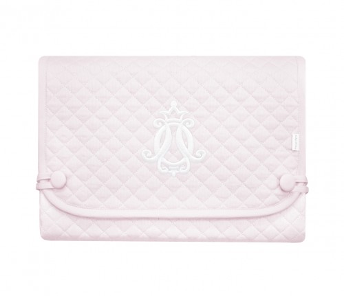 Pink changing mat with emblem