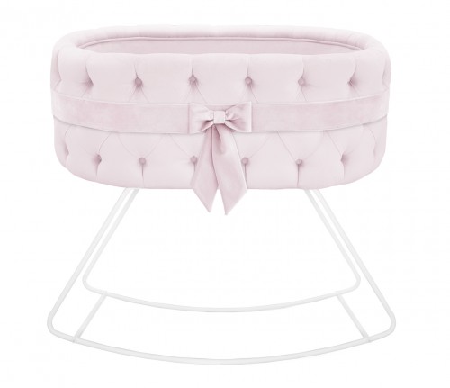 Upholstered cradle with bow - velvet pink 