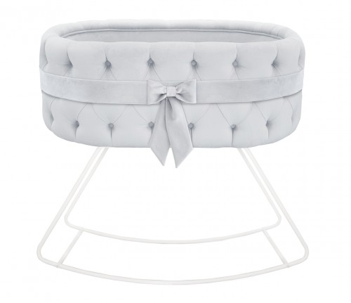 Upholstered cradle with bow- velvet grey 