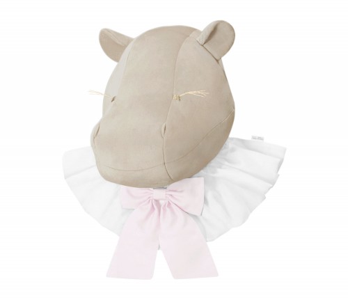 Hippo beige with pink bow