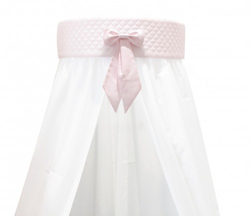 White wall canopy - pink panel with bow