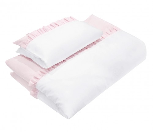 Baby bedding with pink flounces