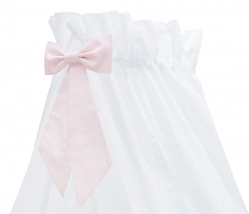 Silver Bright standing canopy with pink bow
