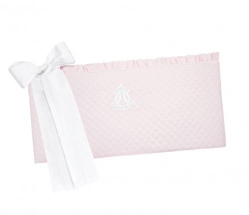 Cot bed bumper - quilted pink