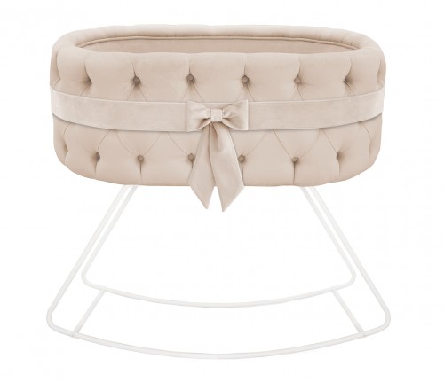 Upholstered cradle with bow - velvet beige 